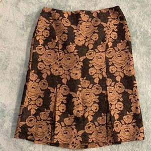 Ann Taylor Silk & Wool Blend Pleated Rose Skirt